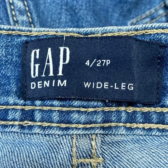 Gap Women's Blue High Waisted Cropped Wide Leg Baggy Palazzo Denim Jeans Size 27 - Picture 4 of 5